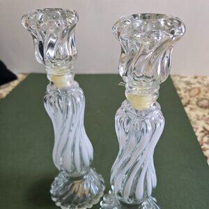 Pair of Avon Swirl Opalique Bottles
